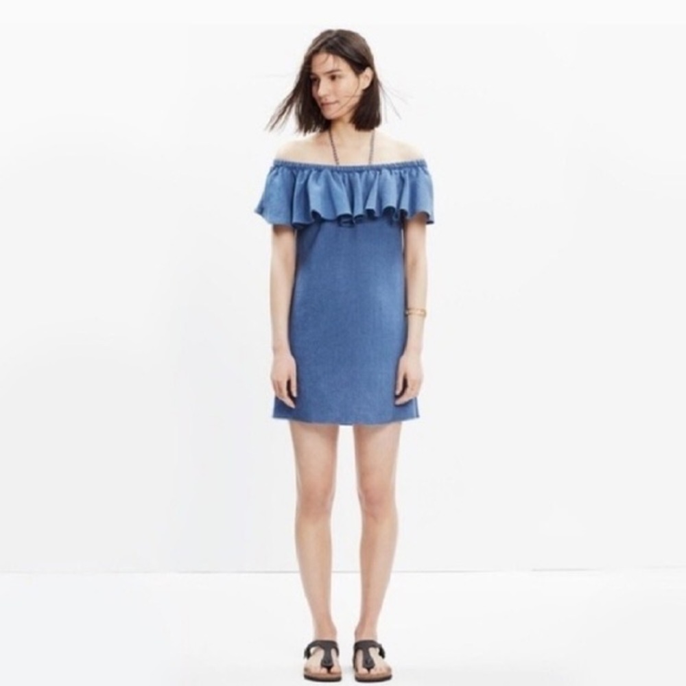 Madewell Rio Denim Off The Shoulder Dress